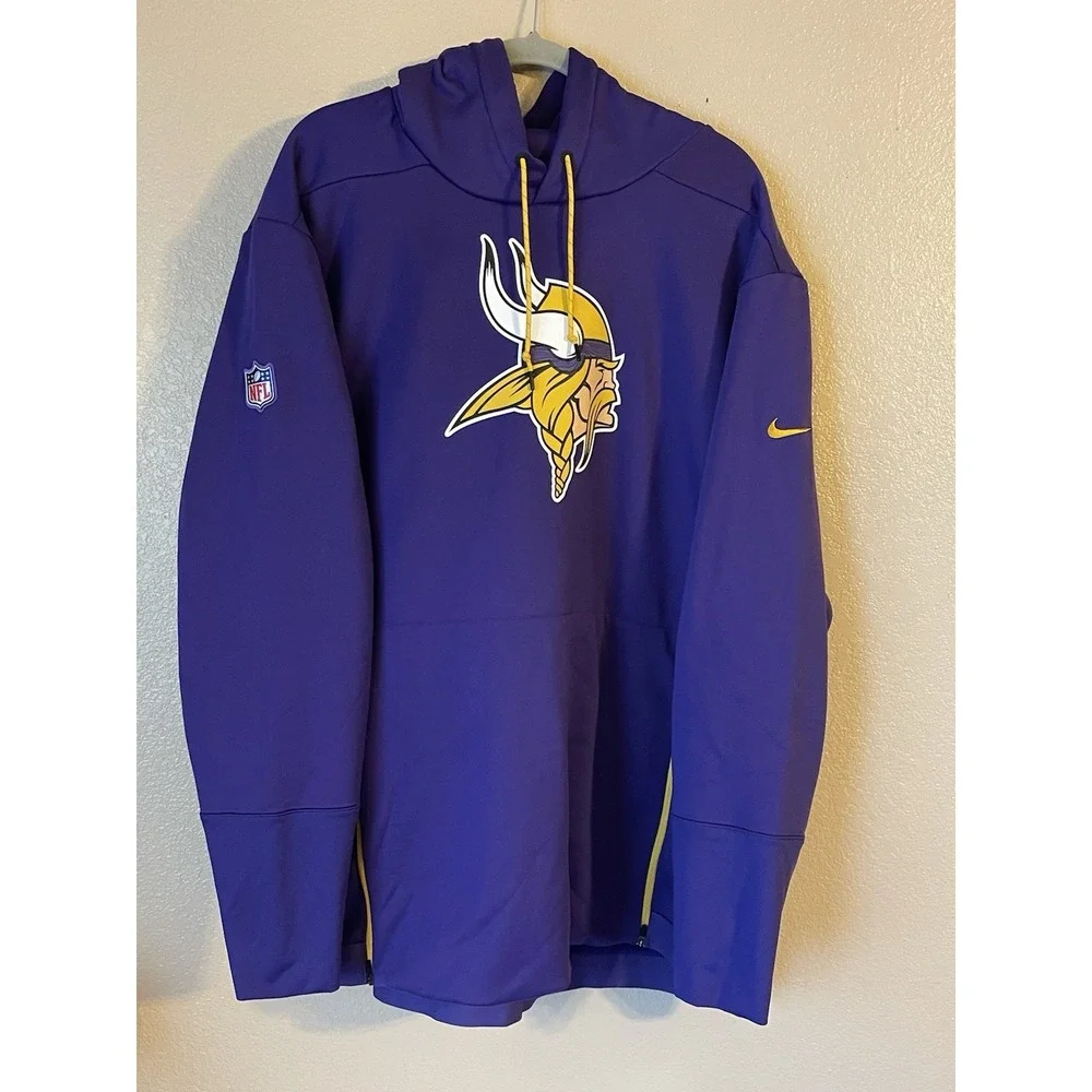 Men's 3XL NWOT Minnesota Vikings Nike Therma Fit Sideline Pullover Hoodie Purple